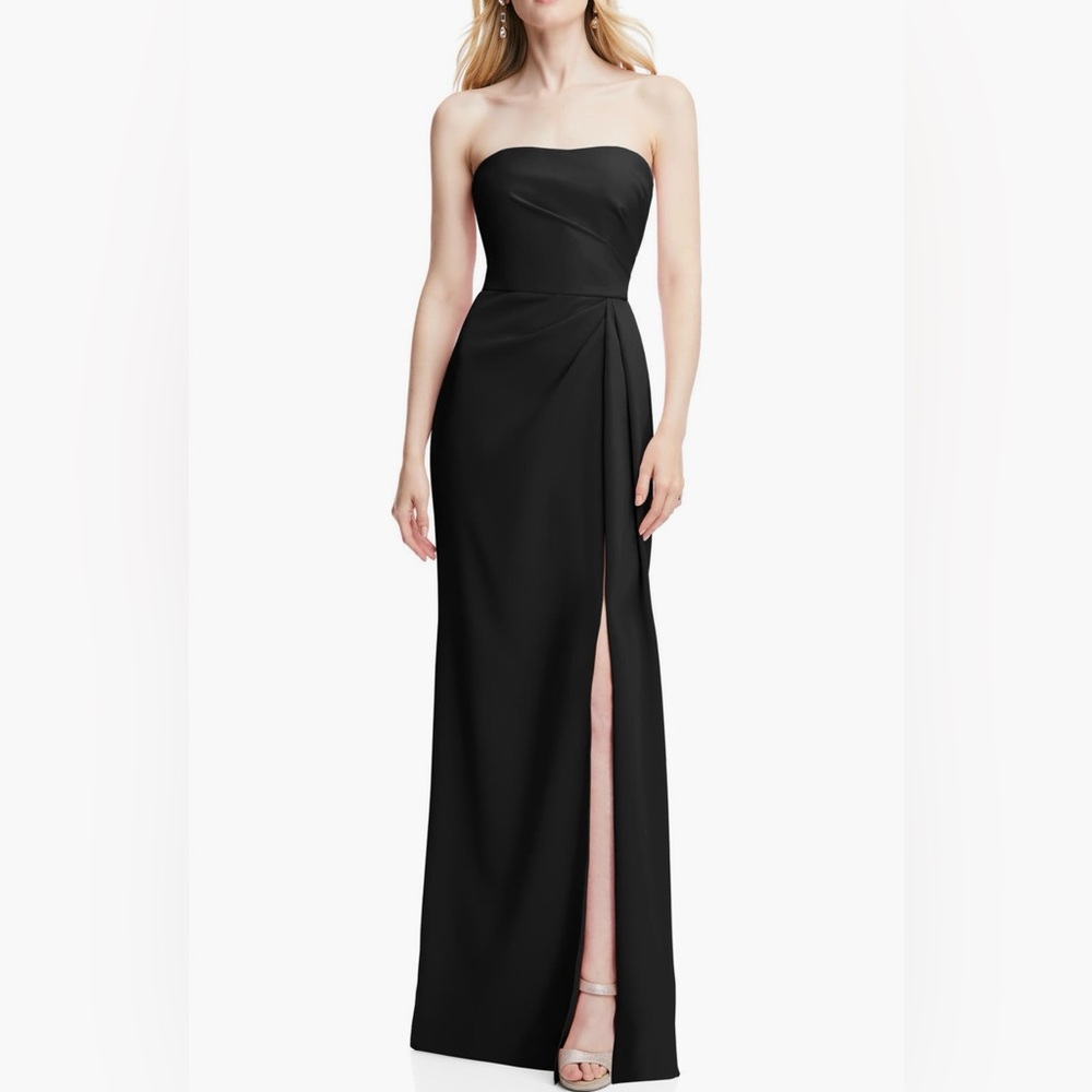 NWT Black After Six Strapless Crepe Trumpet Gown In Size 4